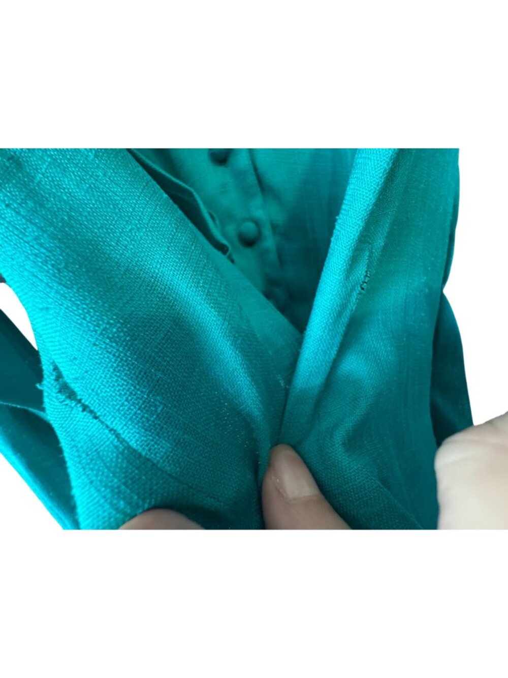 Vintage Evan Picone Petites Teal Button Front Pleated Blouse Top Size 4 - Picture 8 of 14